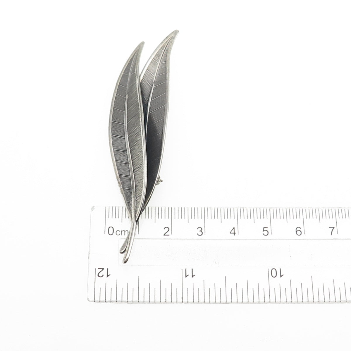 BEAU 925 Sterling Silver Vintage Floral Leaf Oxidized Pin Brooch