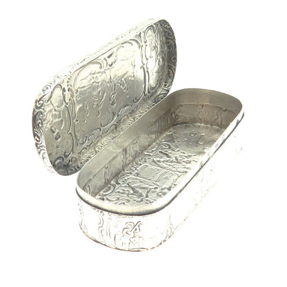 930 Silver Antique Art Deco Netherlands Genre Scene Collectable Tobacco Box