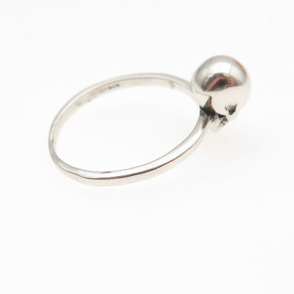 925 Sterling Silver Vintage Skull Oxidized Biker Ring Size 6.5