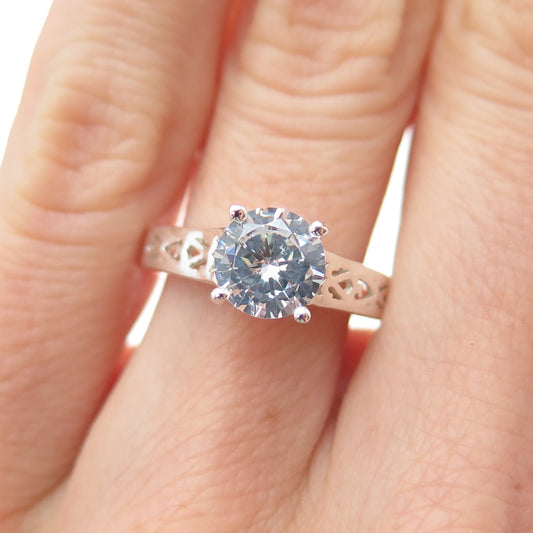 925 Sterling Silver Round-Cut C Z Engagement Ring Size 6