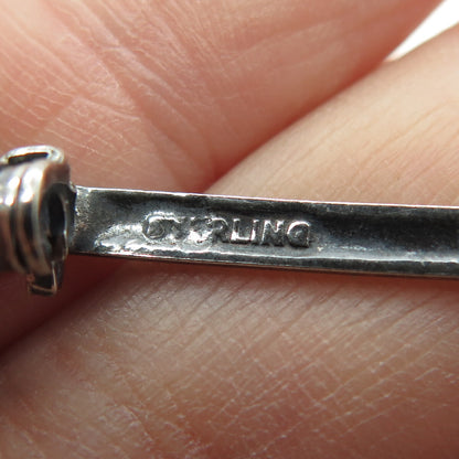 925 Sterling Silver Antique Art Deco Couple Kiss Oxidized Salt Spoon Pin Brooch