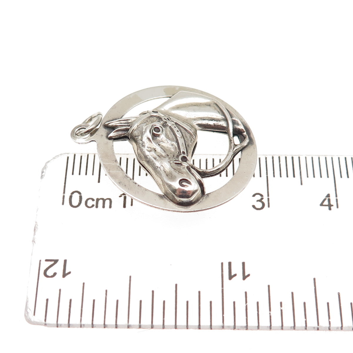 Beau 925 Sterling Silver Antique Art Deco Horse Oxidized Charm Pendant