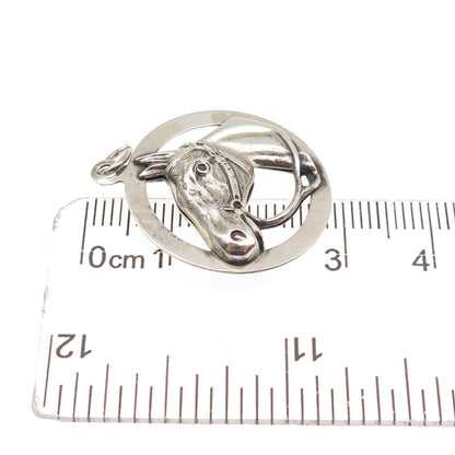 Beau 925 Sterling Silver Antique Art Deco Horse Oxidized Charm Pendant