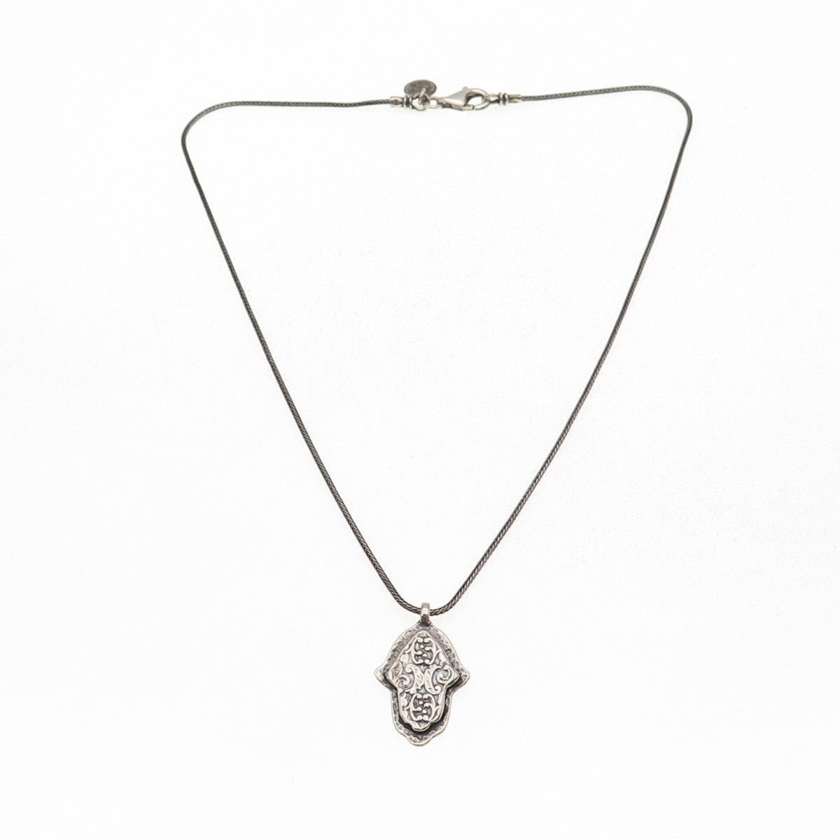 Silpada 925 Sterling Silver Vintage Hamsa Oxidized Spiga Chain Necklace 16"
