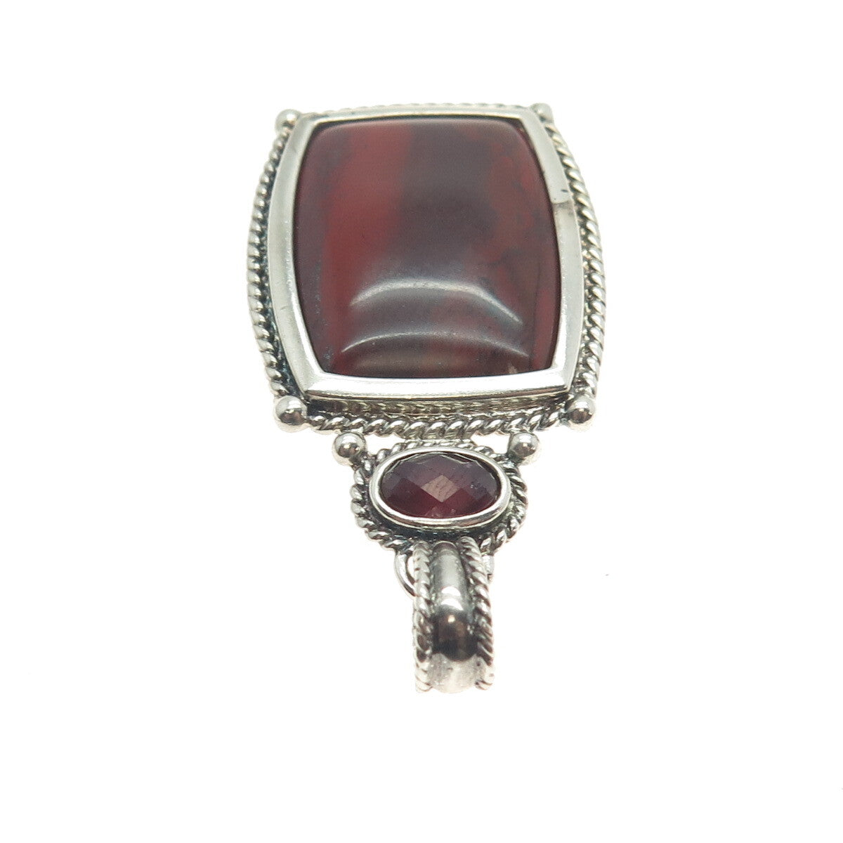 WHITNEY KELLY 925 Sterling Silver Vintage Real Red Jasper & Tourmaline Pendant