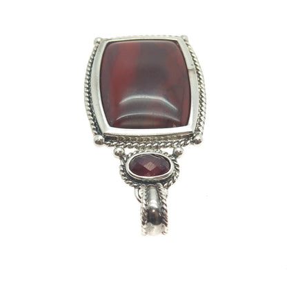 WHITNEY KELLY 925 Sterling Silver Vintage Real Red Jasper & Tourmaline Pendant