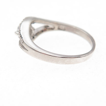 Sapna 925 Sterling Silver Round-Cut C Z Engagement Ring Size 6