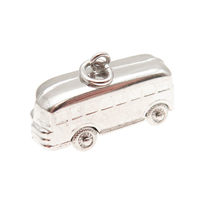 925 Sterling Silver Vintage Volkswagen Bus Movable 3D Mini Charm Pendant