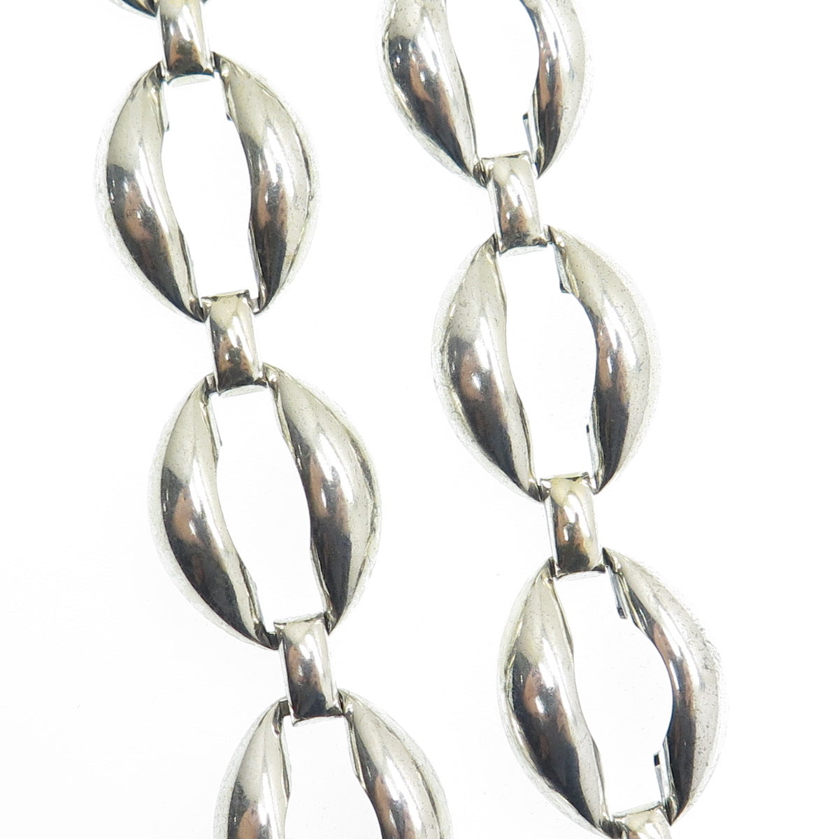 DANECRAFT 925 Sterling Silver Antique Art Deco Coffee Bean Chain Necklace 15"