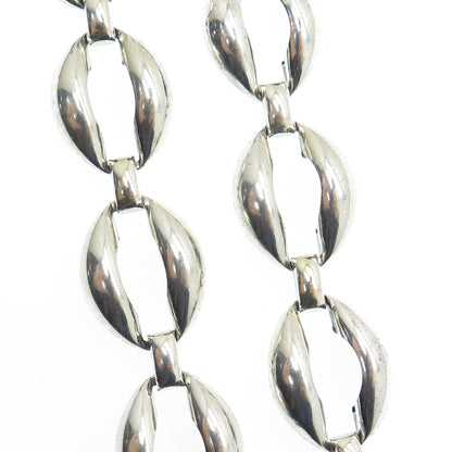 DANECRAFT 925 Sterling Silver Antique Art Deco Coffee Bean Chain Necklace 15"