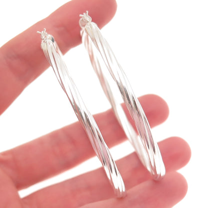 925 Sterling Silver Twisted Hoop Earrings