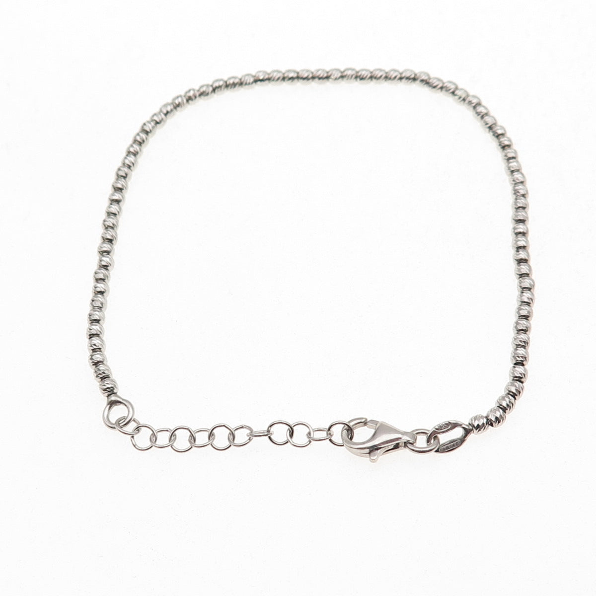 925 Sterling Silver Italy Diamond-Cut Ball Beaded Link Bracelet 6.75-7.75"