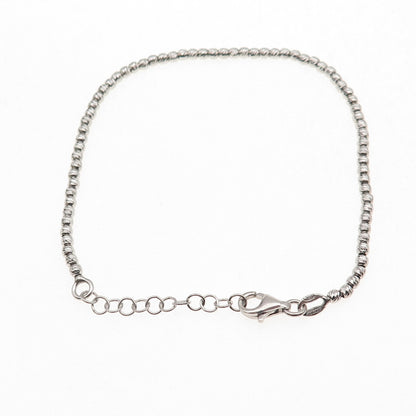 925 Sterling Silver Italy Diamond-Cut Ball Beaded Link Bracelet 6.75-7.75"