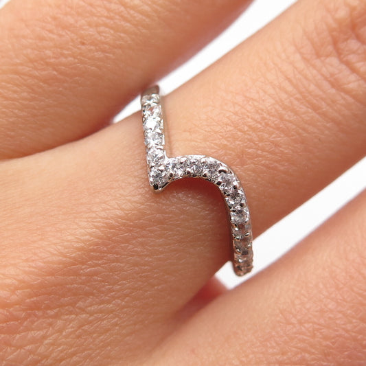 925 Sterling Silver C Z Check Mark Ring Size 6