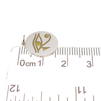 925 Sterling Silver Yellow Enamel Eye of Horus Round Tag Mini Charm Pendant