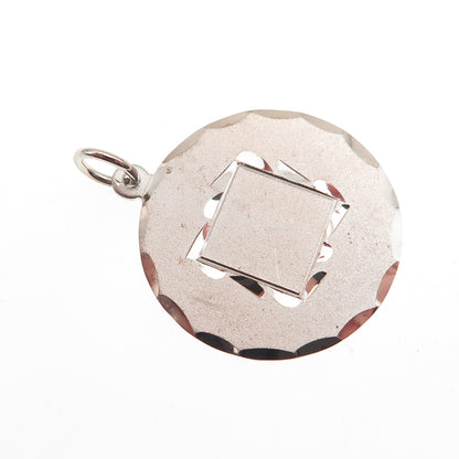 925 Sterling Silver Vintage Round Tag Charm Pendant