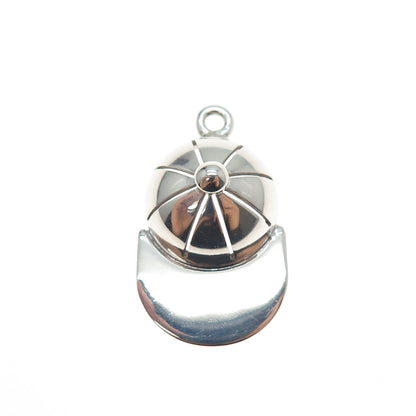 925 Sterling Silver Vintage Baseball Cap 3D Charm Pendant