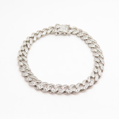 925 Sterling Silver C Z Cuban Link Bracelet 7.75"