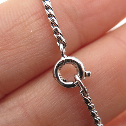 LORAN SIM 925 Sterling Silver Antique Art Deco Rhinestone Chain Necklace 16"