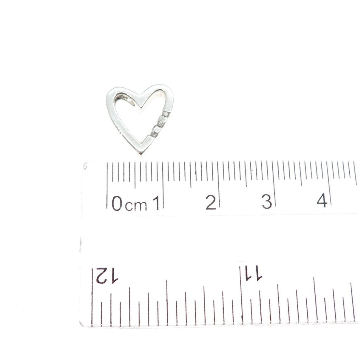 925 Sterling Silver Real Round-Cut Diamond Heart Mini Slide Charm Pendant