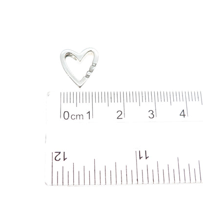 925 Sterling Silver Real Round-Cut Diamond Heart Mini Slide Charm Pendant