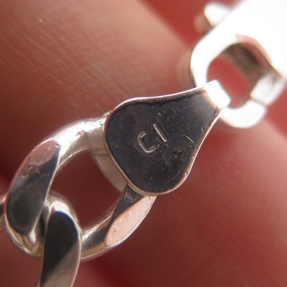 925 Sterling Silver Vintage Italy Figaro Chain Necklace 18"