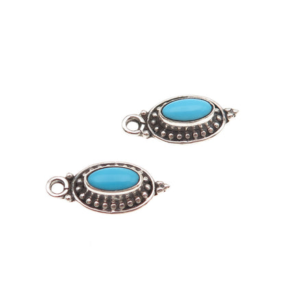 925 Sterling Silver Vintage Real Sleeping Beauty Turquoise Jacket Earrings