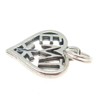 925 Sterling Silver Vintage Emergency Medical Technician Heart Charm Pendant