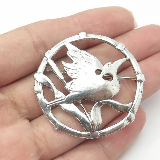 925 Sterling Silver Vintage Stork Bird Pin Brooch