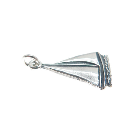 925 Sterling Silver Vintage Sailboat Oxidized Minimalist Charm Pendant