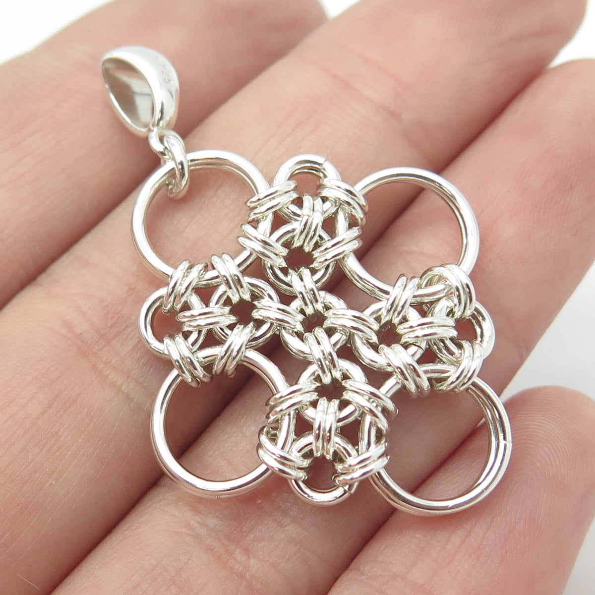 925 Sterling Silver Vintage Multi-Circle Cross 3D Pendant