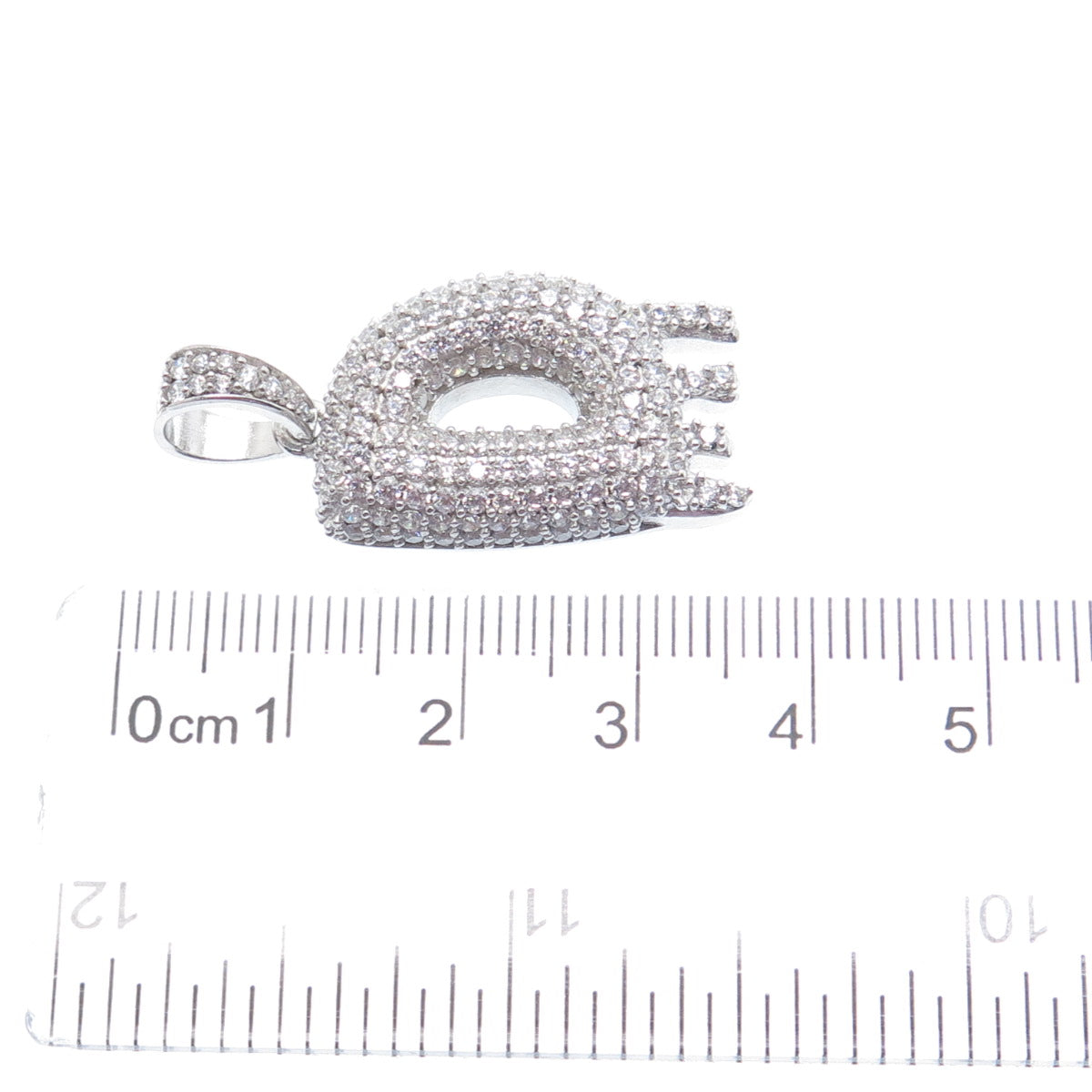 925 Sterling Silver Round-Cut C Z Sparkle Melted Letter D Initial Charm Pendant