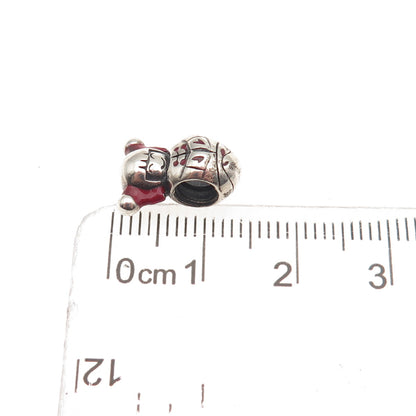 Chamilia 925 Sterling Silver Enamel Japanese Geisha Doll Slide Bead Charm