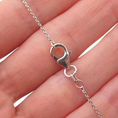 D'Joy Sterling Silver Real Green Sapphire & White Topaz Cable Chain Necklace 20"