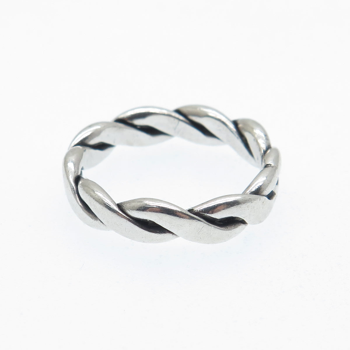 925 Sterling Silver Vintage Twisted Band Ring Size 6.25