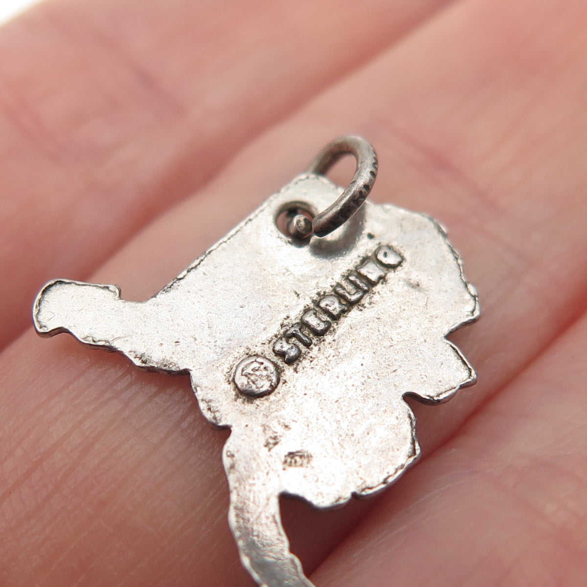 FRENCH & FRANKLIN 925 Sterling Silver Vintage Enamel Alaska State Mini Pendant