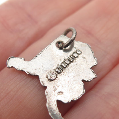 FRENCH & FRANKLIN 925 Sterling Silver Vintage Enamel Alaska State Mini Pendant