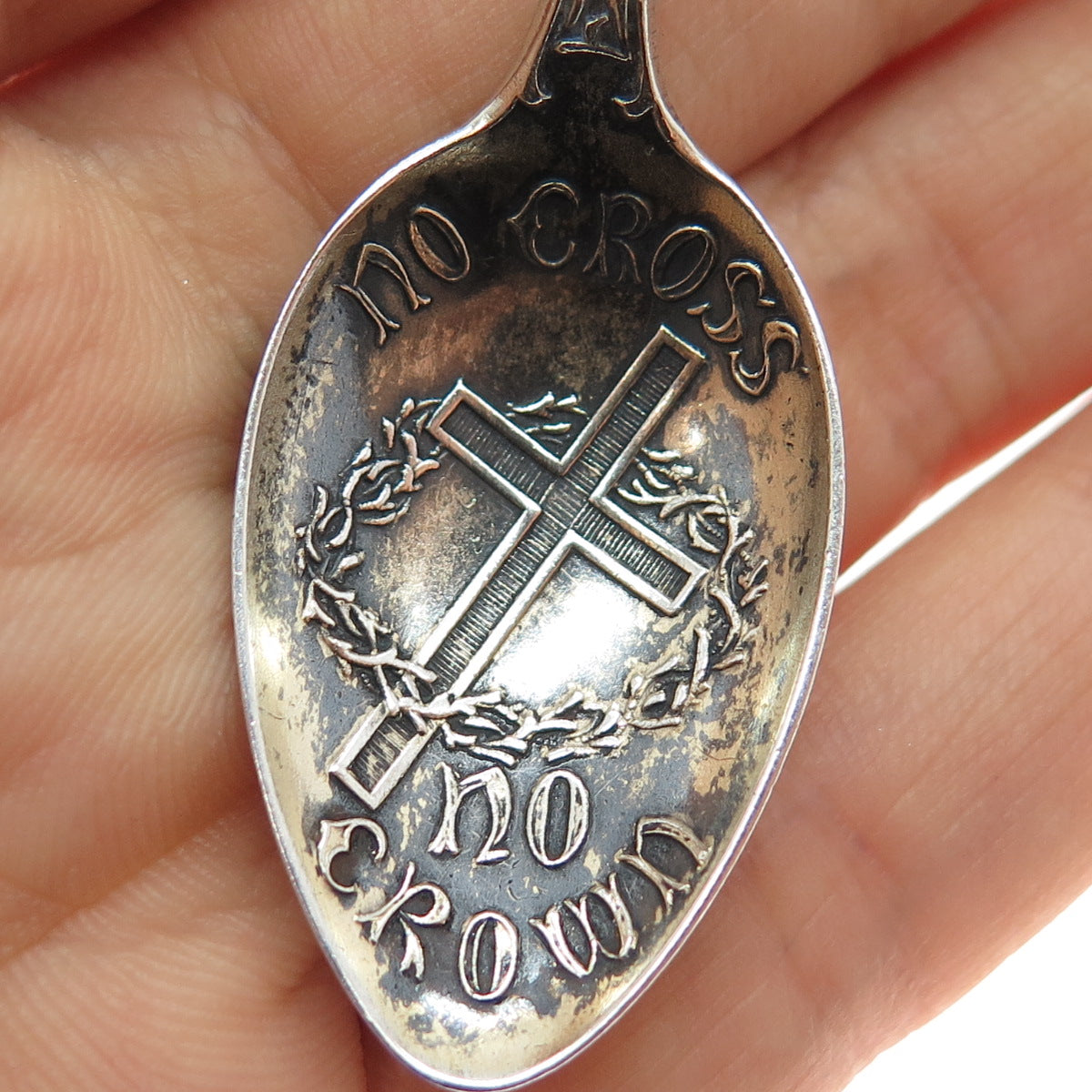 925 Sterling Silver Antique Art Deco Easter No Cross No Crown Coffee Spoon