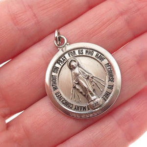 HAYWARD 925 Sterling Silver Vintage St. Mary Miraculous Medal Charm Pendant