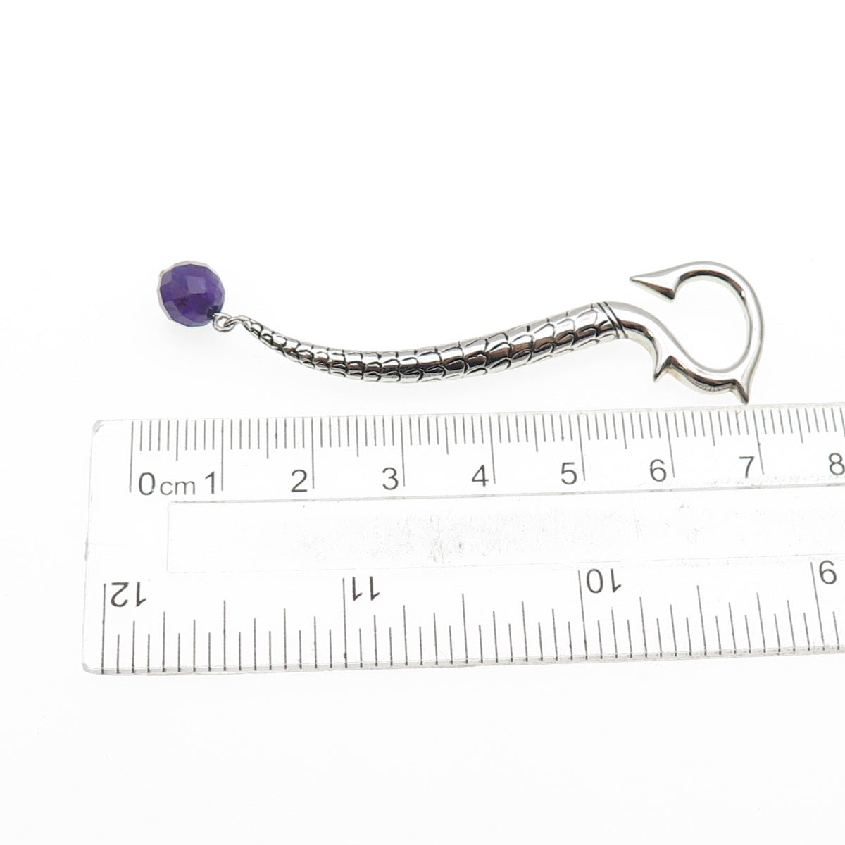 GUESS 925 Sterling Silver Real Amethyst Dragon Hook SINGLE Earring