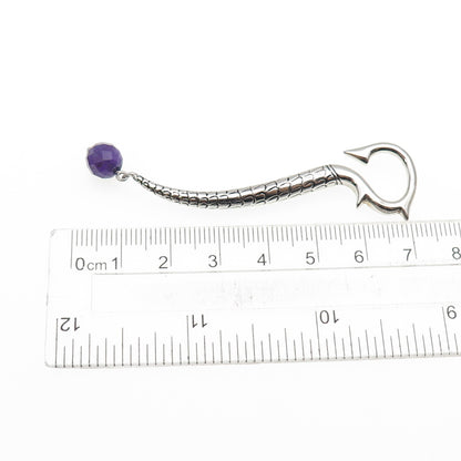 GUESS 925 Sterling Silver Real Amethyst Dragon Hook SINGLE Earring