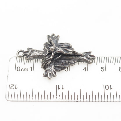 925 Sterling Silver Vintage Crucifix Cross Oxidized Pendant