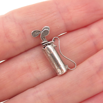 925 Sterling Silver Antique Art Deco Mexico Gold Club Oxidized 3D Charm Pendant