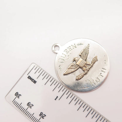 925 Sterling Silver 2-Tone Vintage "Queen Ruth" Eagle Pendant