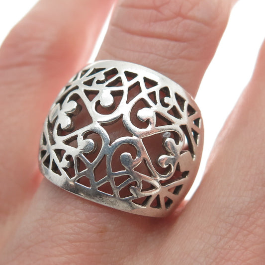 925 Sterling Silver Vintage Ornate Heart Ring Size 7