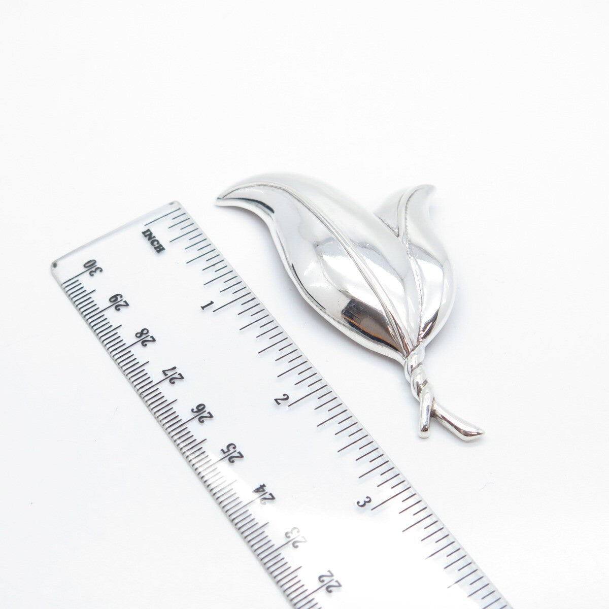 925 Sterling Silver Vintage Double Leaf Pin Brooch