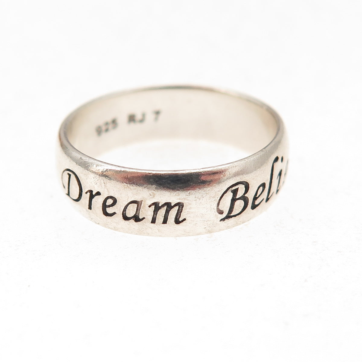 RJ Graziano 925 Sterling Silver Vintage Love Dream Believe Band Ring Size 7