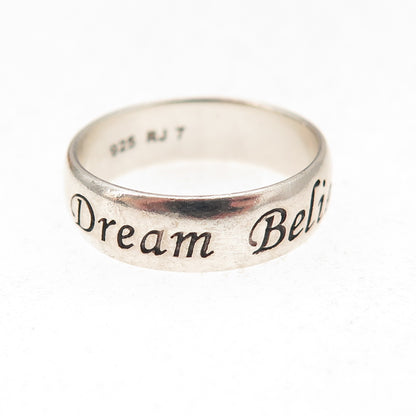 RJ Graziano 925 Sterling Silver Vintage Love Dream Believe Band Ring Size 7