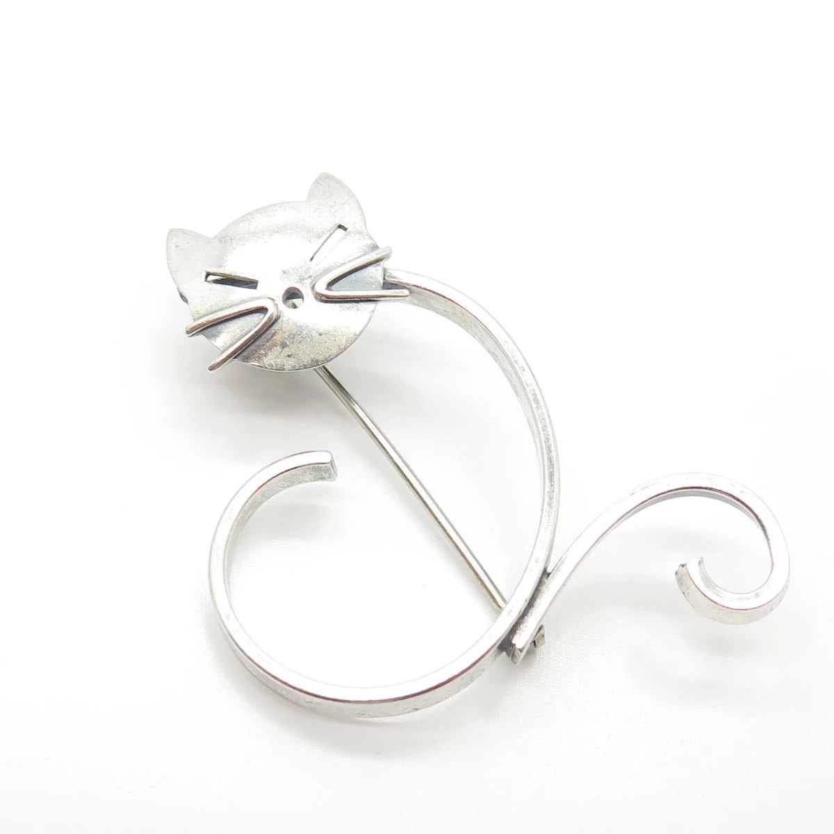 925 Sterling Silver Vintage BEAU Cat / Kitty Pin Brooch