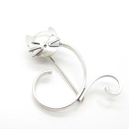 925 Sterling Silver Vintage BEAU Cat / Kitty Pin Brooch